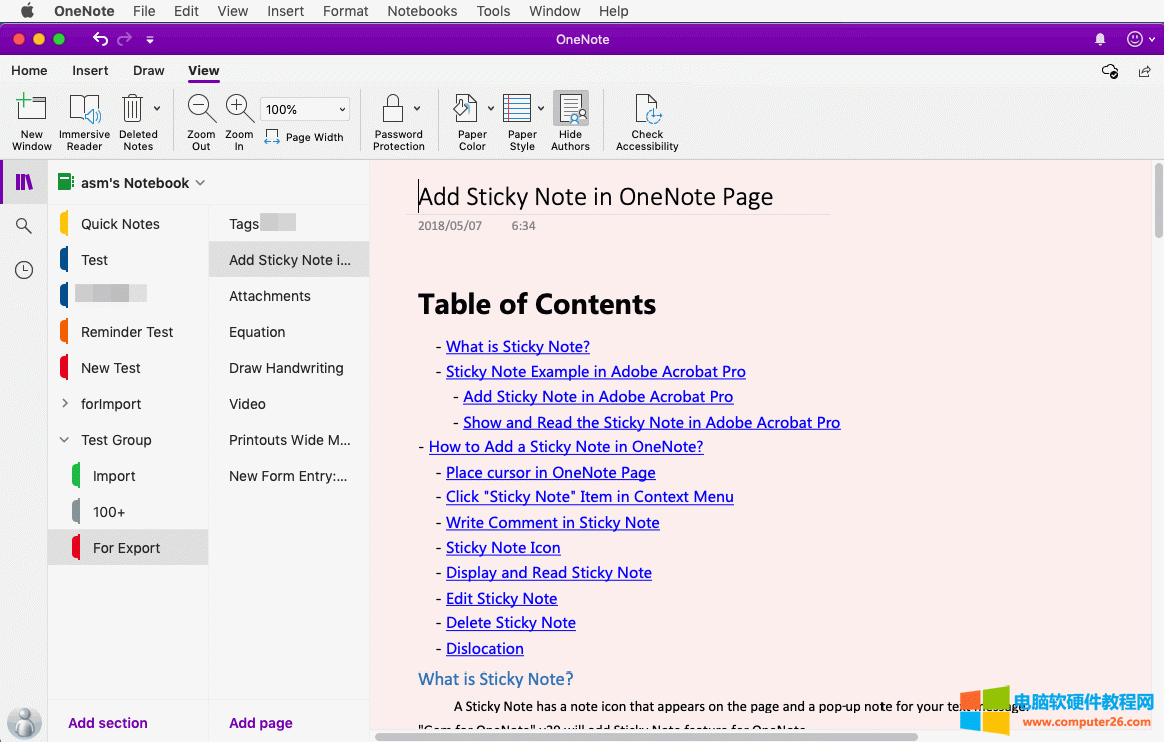 Mac OneNote 笔记本