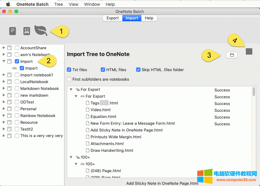 使用苹果版批量处理器 OneNote Batch for Mac 导入树