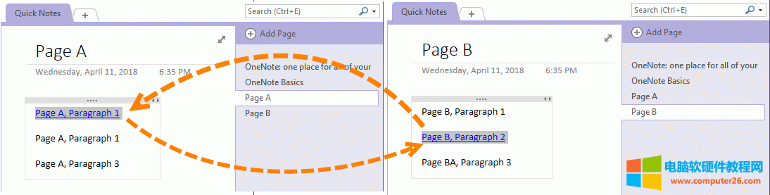 OneNote 的彼此链接 - 互相链接